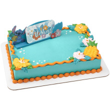 DecoSet Disneyn Stitch Aloha Cake Topper -koristesarja valokuva- tai viestipidikkeellä Mukautettava | Syntymäpäiviä ja juhlia varten