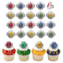 Decopac Harry Potter Rings 24 Hogwarts case decora?iuni de cupcake cu Gryffindor Slytherin Ravenclaw ?i Hufflepuff Toppers pentru sarbatori pentr