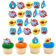 DecoPac Dr. Seuss Cupcake Rings 24 Decoraes de Cupcake com Horton O Gato no Chapu Coisas Peixe Vermelho para Celebraes de Festa de Aniversr