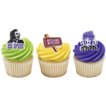 DecoPac Beetlejuice Rings Cupcake Decorations Featuring Beetlejuice & Lydia Cupcake Toppers For Cakes Cupcakes Treats - 24 Pack