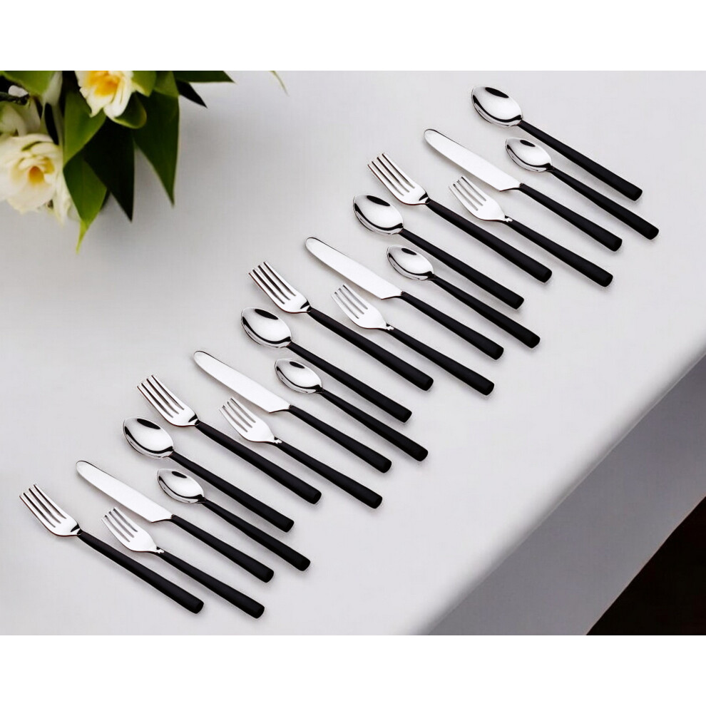 Matte Black Stainless Steel Twenty Piece Hand Forged Flatware Set