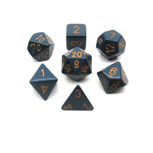 Chessex Polyhedral 7 -Die Opaque Dice Set - Dusty Blue With Copper Numbers