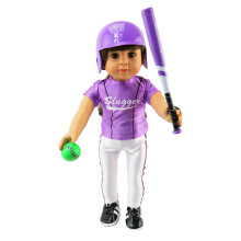 ?auta de uniforma de baseball violet 7pc pentru papu?i de 18 inci | Calitate premium ?i design la moda | Haine de papu?i