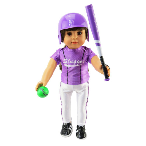 Roupa de uniforme de beisebol roxo 7 peas para bonecas de 18 polegadas | Qualidade Premium e Design Moderno | Roupas de bonecas
