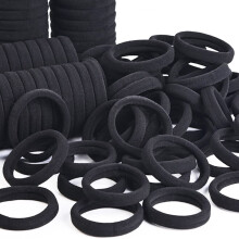 J-MEE Thick hair ties Hair Bands 100PCS Seamless Cotton Simply Ponytail Holders Headband Scrunchies Hair Accessories No Crease Damage for Thick H