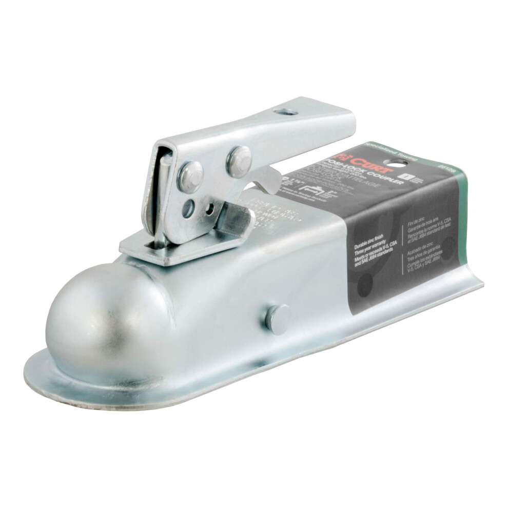 Curt 25128 Straight Tongue Trailer Coupler For 2-Inch Channel 1-7/8-In Hitch Ball 2 000 Lbs 612314115112