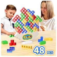 Ziogogco 48-delige spelgeschenken Balansstapelblokken Spel Perfect voor familiefeesten Reizen Jongens Meisjes Geschenken Nieuw speelgoedcadeau vo