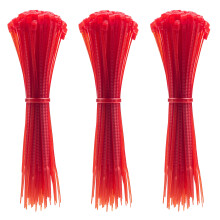 4 tuuman vetoketjut (sidontapituus 2,8"""") 300 kpl nylon nippusiteet PUNAINEN