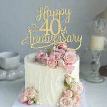 Sleyberoy Glitter Happy 40th Anniversary Toppers -Toppers pentru petrecere aniversare a venitului 40 de ani de la nunta Aniversare Aniversare Par