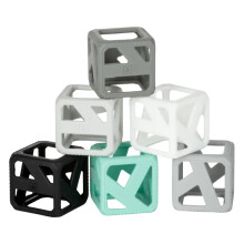 Malarkey Kids Stack N Chew - Mini Cubes Baby Chew Toy Monochrome - utvecklar finmotoriska färdigheter ökar greppstyrkan stimulerar hand -ögonkoor