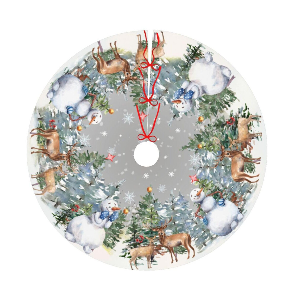 Snowman Reindeer Snowflake Christmas Tree Skirt 30"""" Tree Mat for Party Decorations Indoor Outdoor Ornaments-image-OPC-PHRDTG5-NEW