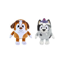 Bluey and Friends - 2 Pack Soft Stuffed Animals (Princess Muffin & Winton) Approximately 6 Inches - Cuddly Plush Toys for Kids Embroidered Face