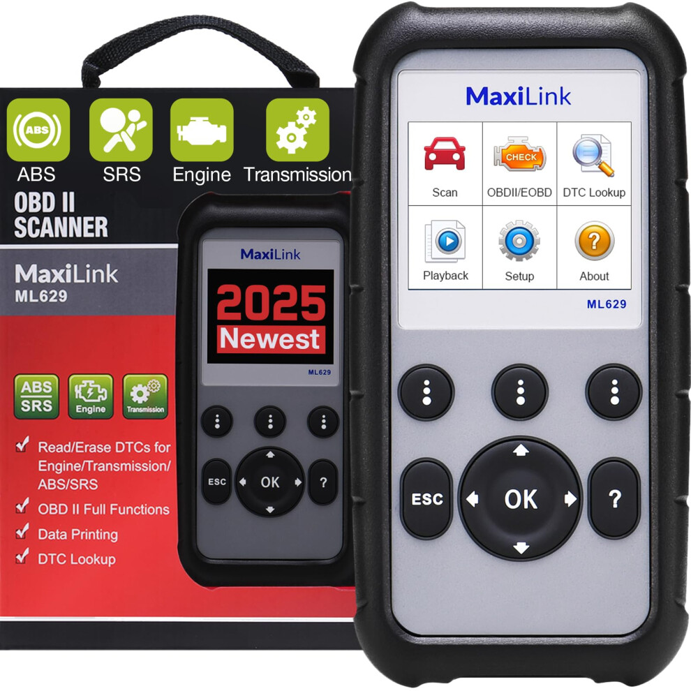 2025 Autel ML629 OBD2 Scanner ABS SRS Engine Transmission Diagnoses OBD II Full Functions Upgraded Version of AL519/AL619/ ML619 for DIYers Profe