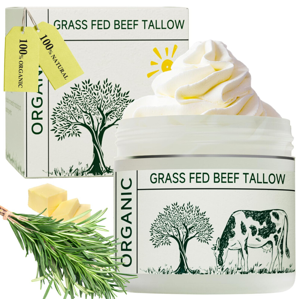 Mkzea Beef Tallow Beef Tallow For Skin Tallow Face Moisturizer Unscented 100% Organic Beef Tallow Blam Grass Fed Whipped Tallow Face Cream Moisturiz