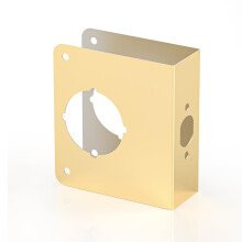 Door Knob Reinforcement Plate  Polished Gold  Fits 1-3/8"""" Doors  2-3/8"""" Backset  Door Lock and Door Knob Cover Plate  Deadbolt Cover Plate  Rei