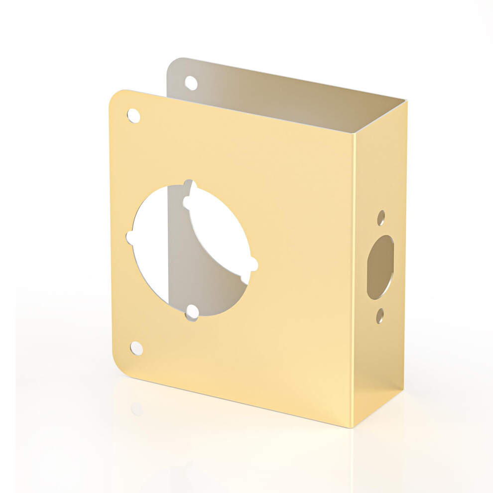 Door Knob Reinforcement Plate Polished Gold Fits 1-3/8"""" Doors 2-3/8"""" Backset Door Lock And Door Knob Cover Plate Deadbolt Cover Plate Rei 635408118721