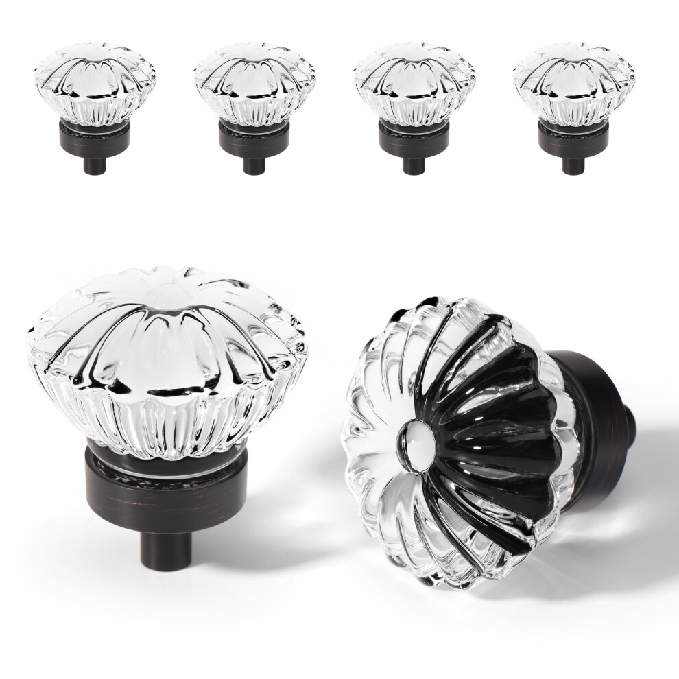 Ceymio Bronze Oil Rubbed Crystal Cabinet Knobs 4 Pack Flower Crystals Cabinet Knobs Cabinets Knob Clear Small Pull For Closet Dresser Drawers Cupboard W