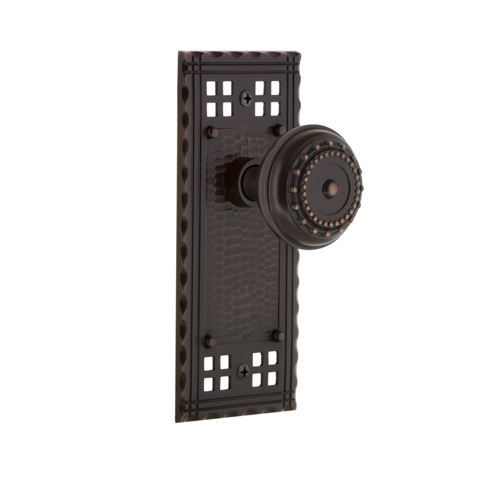 Photos - Door Handle Nostalgic Warehouse Craftsman Plate Passage Meadows Door Knob in Timeless Bronze 700256