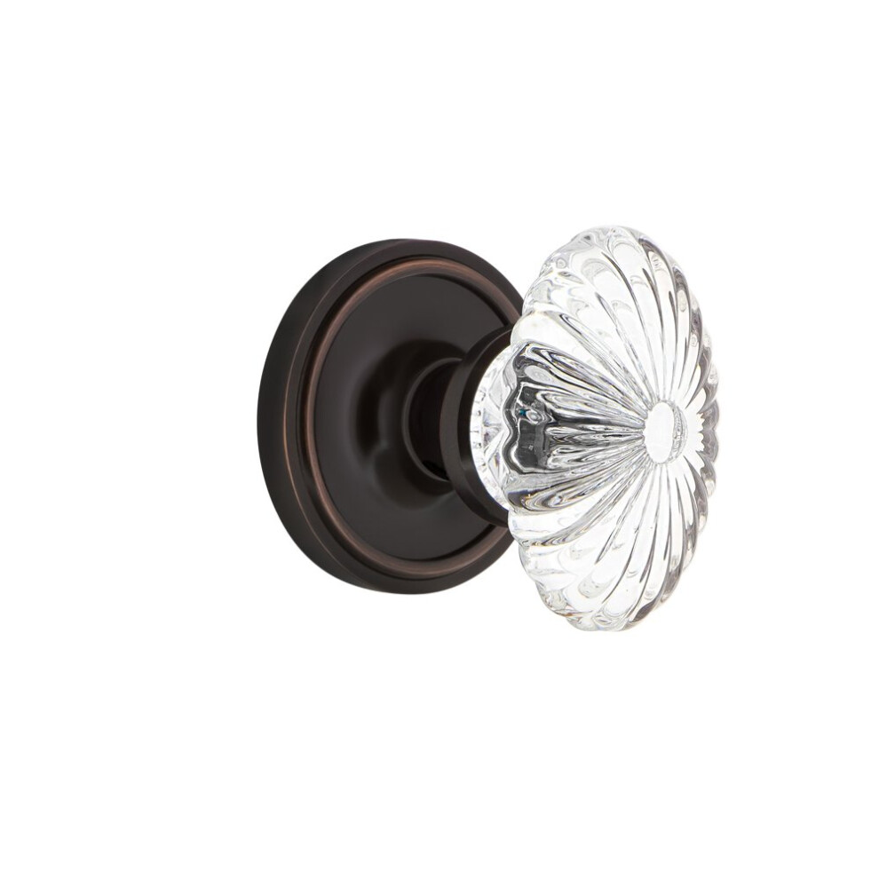 Photos - Door Handle Nostalgic Warehouse Classic Rosette Passage Oval Fluted Crystal Glass Door Knob in Timeless Bronze 700224