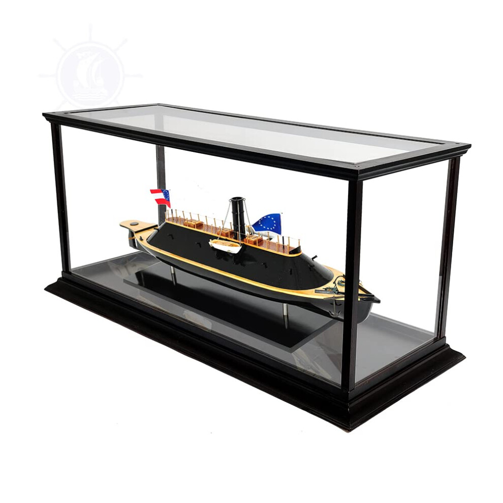 Old Modern Handicrafts CSS Virginia with Display Case with Plexiglass Panels - Fully Assembled Ship Model - A Unique Wooden Decor for Home & Offi