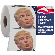 Trump Political Paper Paper Roll by Gagster - 3 capas divertidas Gag TP con imagen a todo color - 200 hojas por rollo - Regalo de broma para adul