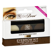 Kit de Cejas Ruby Kisses Go Brow, Polvo & Cera en Doble Tono, Incluye 3 Plantillas, Look Natural