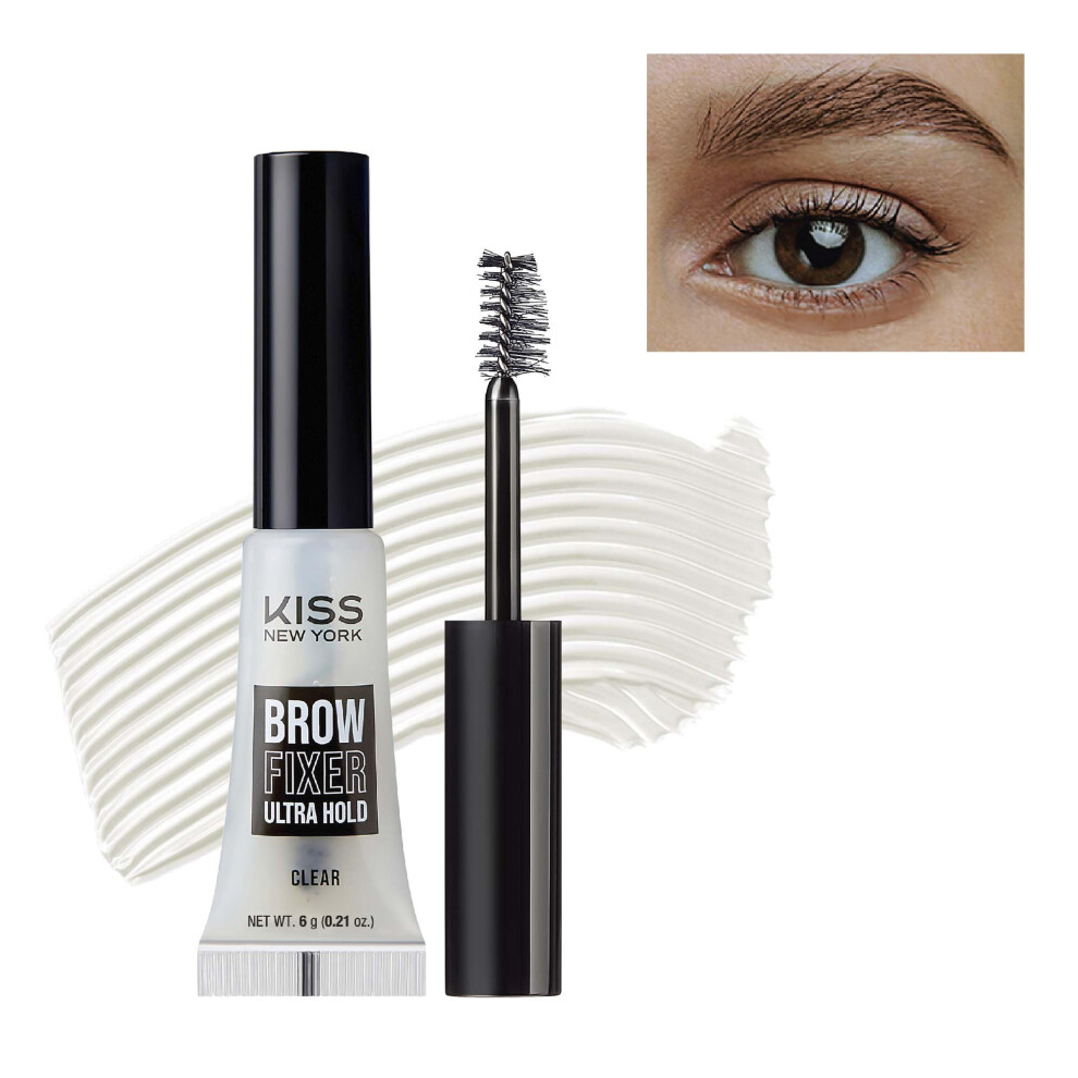 Kiss New York Professional Brow Fixer Glue - Extreme Hold For Sculpted Transfer Proof Non-Sticky Finish For Clean Makeup Look All Day Control