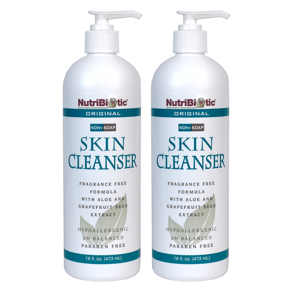 Nutribiotic Original Non-Soap Skin Cleanser 16 Oz Twin Pack | Fragrance Free With Gse | Ph Balanced Hypoallergenic & Biodegradable | Free Of Pa