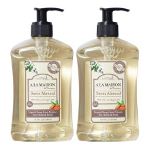 A LA MAISON de Provence Sweet Almond Liquid Hand and Body Soap (Pack of 2) With Coconut Oil Argan Oil and Vitamin E 16.9 fl oz Each