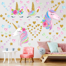 4 foi de coli de perete unicorn autocolante pentru fete camera de dimensiuni mari unicorn de perete decor pentru Gilrs pentru copii pentru copii