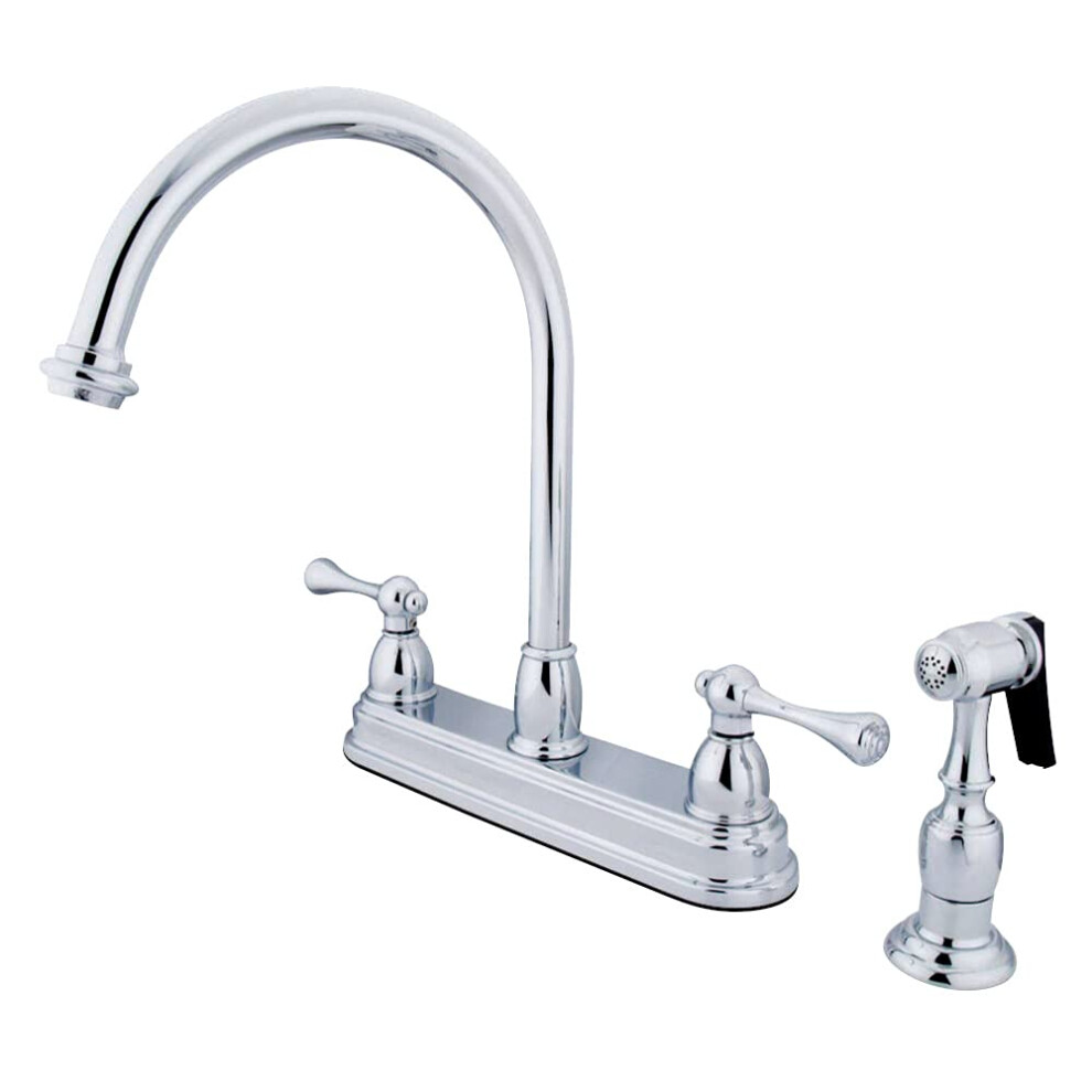 Photos - Tap Kingston Brass KB3751BLBS Vintage set Kitchen Faucet with Brass Sprayer 8-1/2-Inch Polished Chrome