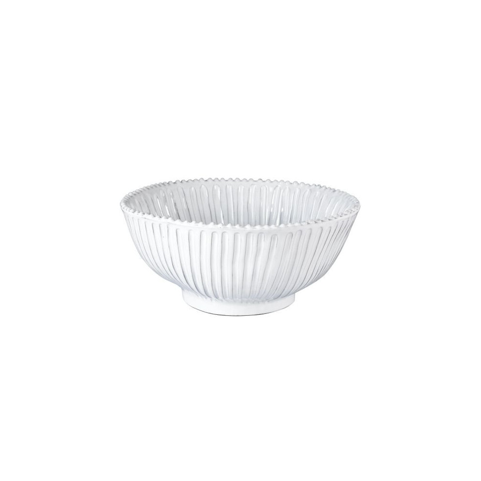 Vietri Incanto Stripe Large Serving Bowl Handcrafted Italian Terra Marrone Dinner Serveware Dish - 12 Inch White