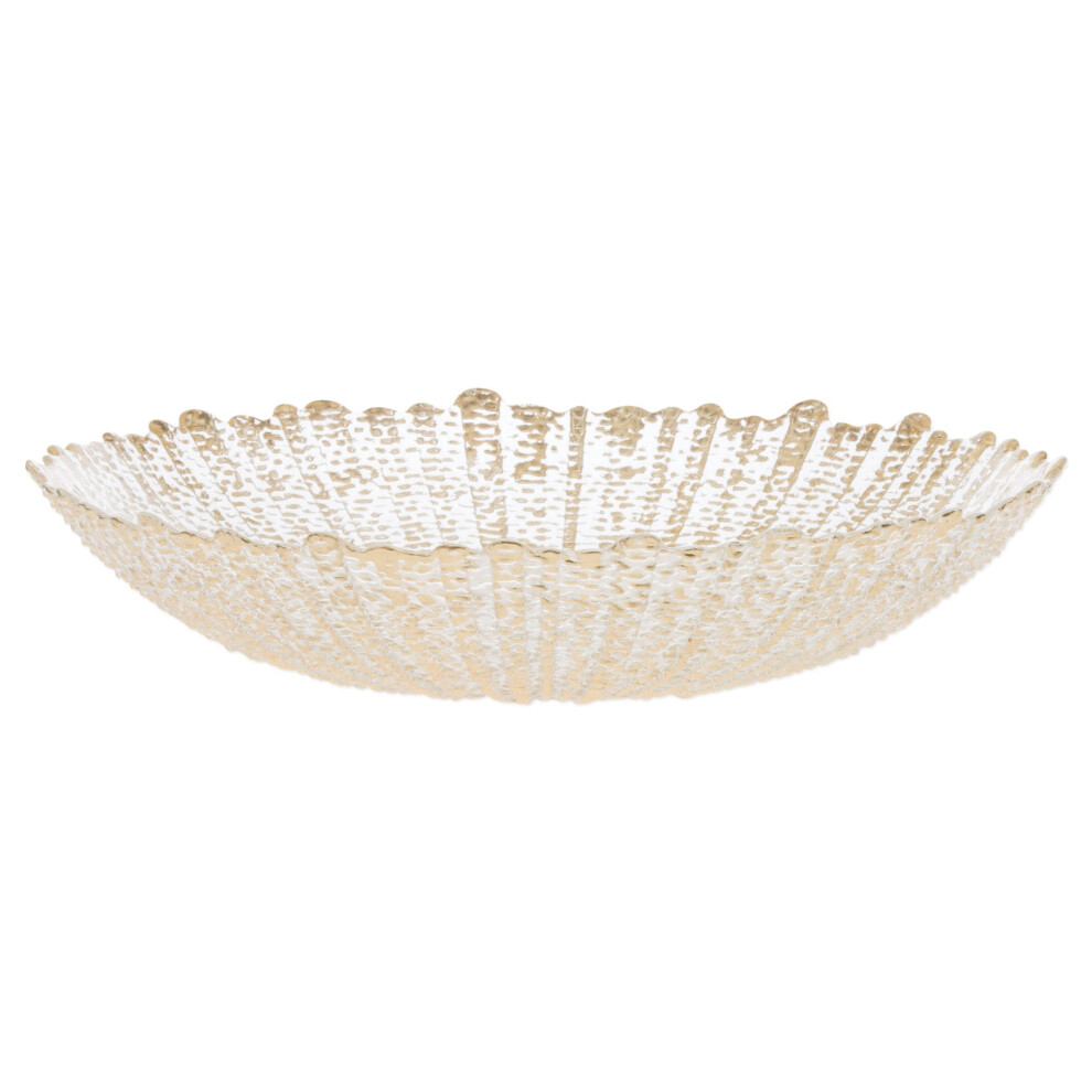 Vietri Rufolo Glass Large Serving Bowl Italian Elegant Glass Dinner Party Aesthetic Serveware Dish - 16 Inch Gold