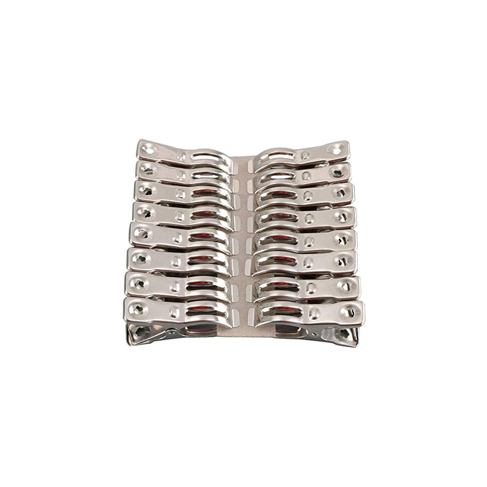 FOMMEN Clothes Pins 32 Pcs Metal Beach Chair Towel Clips Heavy Duty Stainless Steel Clothespin Row Cover Clips Garden Clips Greenhouse Clamps