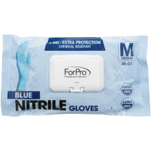 ForPro Professional Collection engangshandsker af nitril Kemikalieresistente pulverfri latexfri ikke-sterile f?devaresikre 4 Mil Bl? Medium 30-Co