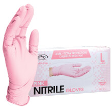 ForPro Professional Collection Disposable Nitrile Gloves  Chemical Resistant  Powder-Free  Latex-Free  Non-Sterile  Food Safe  4 Mil  Pink  Large