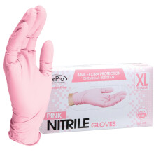 ForPro Professional Collection engangshandsker af nitril Kemikaliebestandige, pulverfri latexfri, ikke-steril f?devaresikker 4 Mil Pink X-Large 1