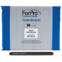 ForPro Professional Collection Nail Foam Boards Black 100/180 Grit Double-Sided Manicure Nail Files 7 L x .75 W 50-Count