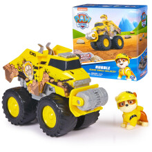 Paw Patrol: Bulldozer de Rubble Rescue Wheels, Camión Juguete con Transformación y Figura Coleccionable