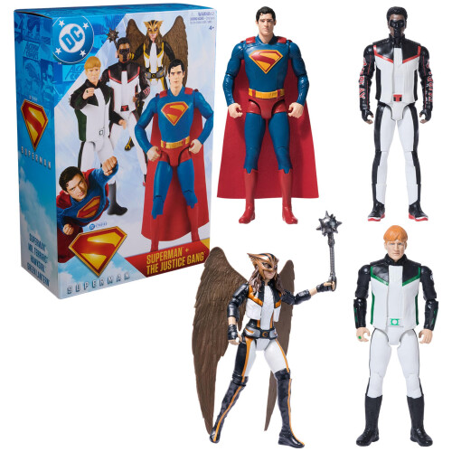 DC Comics DC Comics Superman Lanterna Verde Hawkgirl e Mr. Terrific Conjunto de bonecos de ao de 12 polegadas e 4 pacotes, brinquedos de super-heris par
