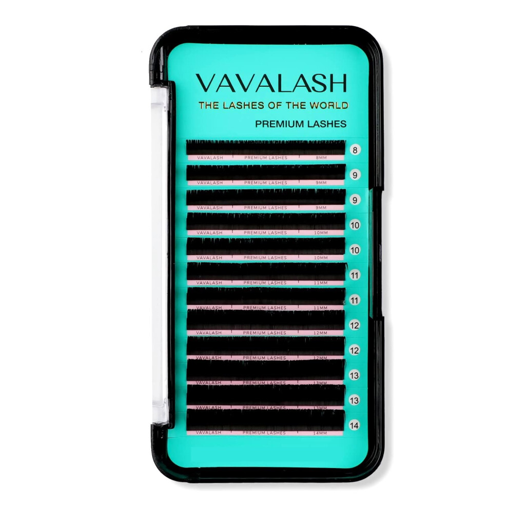 Vavalash Eyelash Extensions 0.03 D Curl 14Mm Lash Extensions Supplies Individual Lashes Premium Silk Volume & Classic Lash Soft Matte Dark Professional Ey