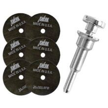 Shark Industries USA PN-12730 Die Grinder Wheel et Mandrel Kit de 3 pouces x 1/16 """" x 3/8 Shark Type 1 Double Roues minces 54 GRIT (6