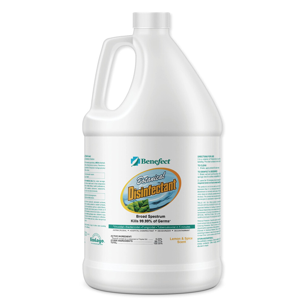 Benefect Botanical Broad Spectrum Disinfectant 1 Gallon Lemon & Spice Scent Hospital Grade Disinfectant & Tuberculocide Kills Over 99.99% of