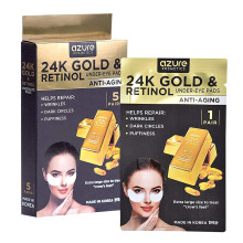 Azure Cosmetics 24K Gold & Retinol Anti Aging Under Eye Patches - Firming Restoring & Deeply Hydrating Eye Mask - Reduces Fine Lines Wrinkles