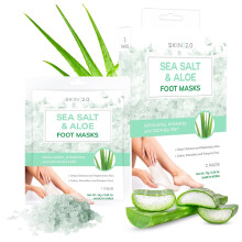 Skin 2.0 Zeezout en Alo Voetmaskers Hydraterende Sokken - Behandeling van gebarsten hielen Verzachtend en diep hydraterend Exfolirend voetmaske
