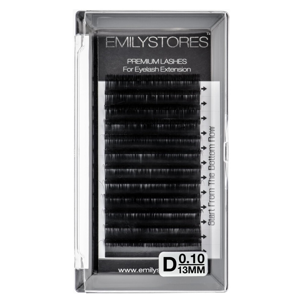 Emilystores Eyelash Extensions 0.10Mm Thickness D Curl Length 13Mm Volume Individual Eyelashes Natural-Looking Single Size For Lash Extension (0.10,D,