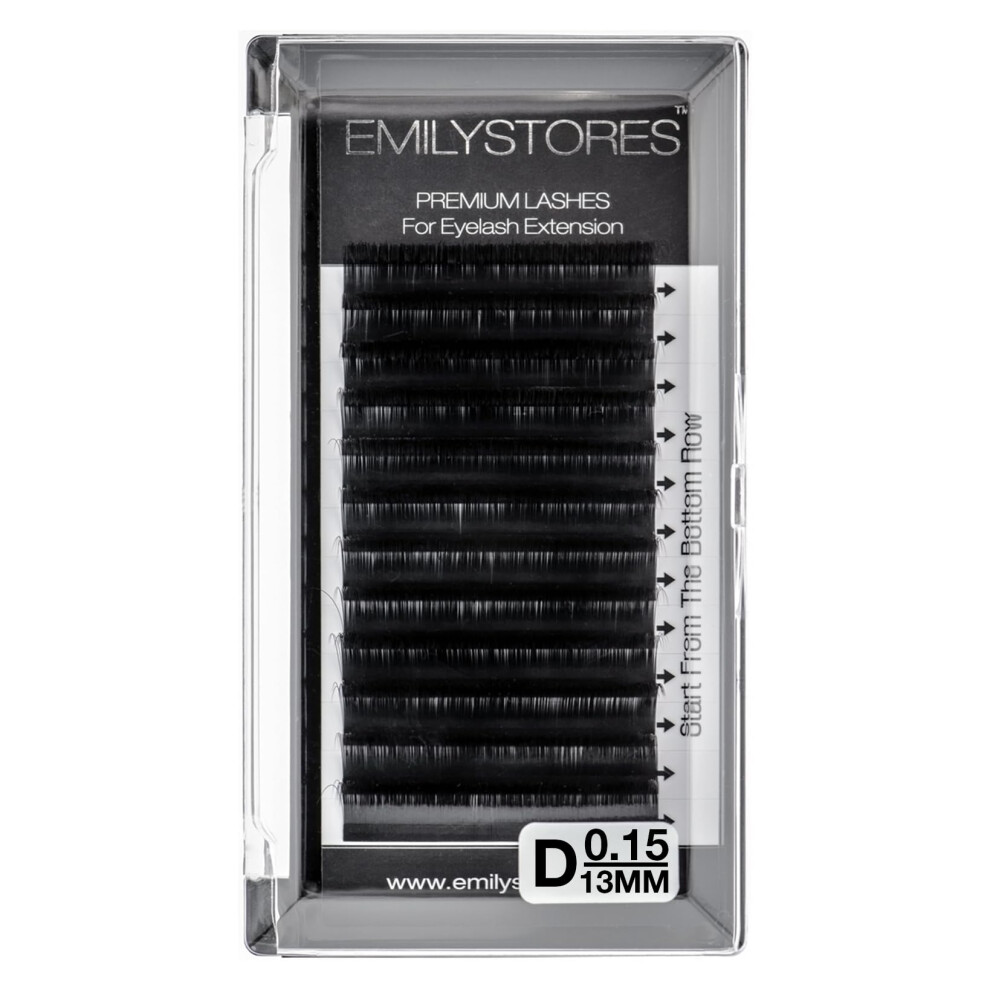 Emilystores Eyelash Extensions 0.15Mm Thickness D Curl Length 13Mm Volume Individual Eyelashes For Lash Extension(0.15,D,13Mm)