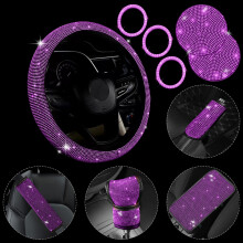 JINGSEN 11 stk. Bling biltilbeh?rss?t Bling biltilbeh?rss?t til kvinder Ratd?ksel til kvinder Universal Fit 15 Tommer Rhinestone Center Console C