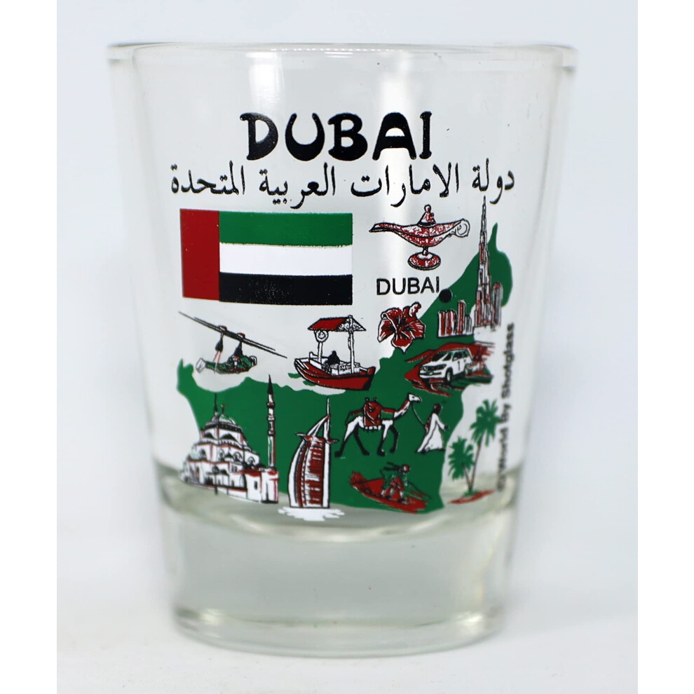 World By Shotglass Dubai United Arab Emirates (Uae) Landmarks Collage Shot Glass