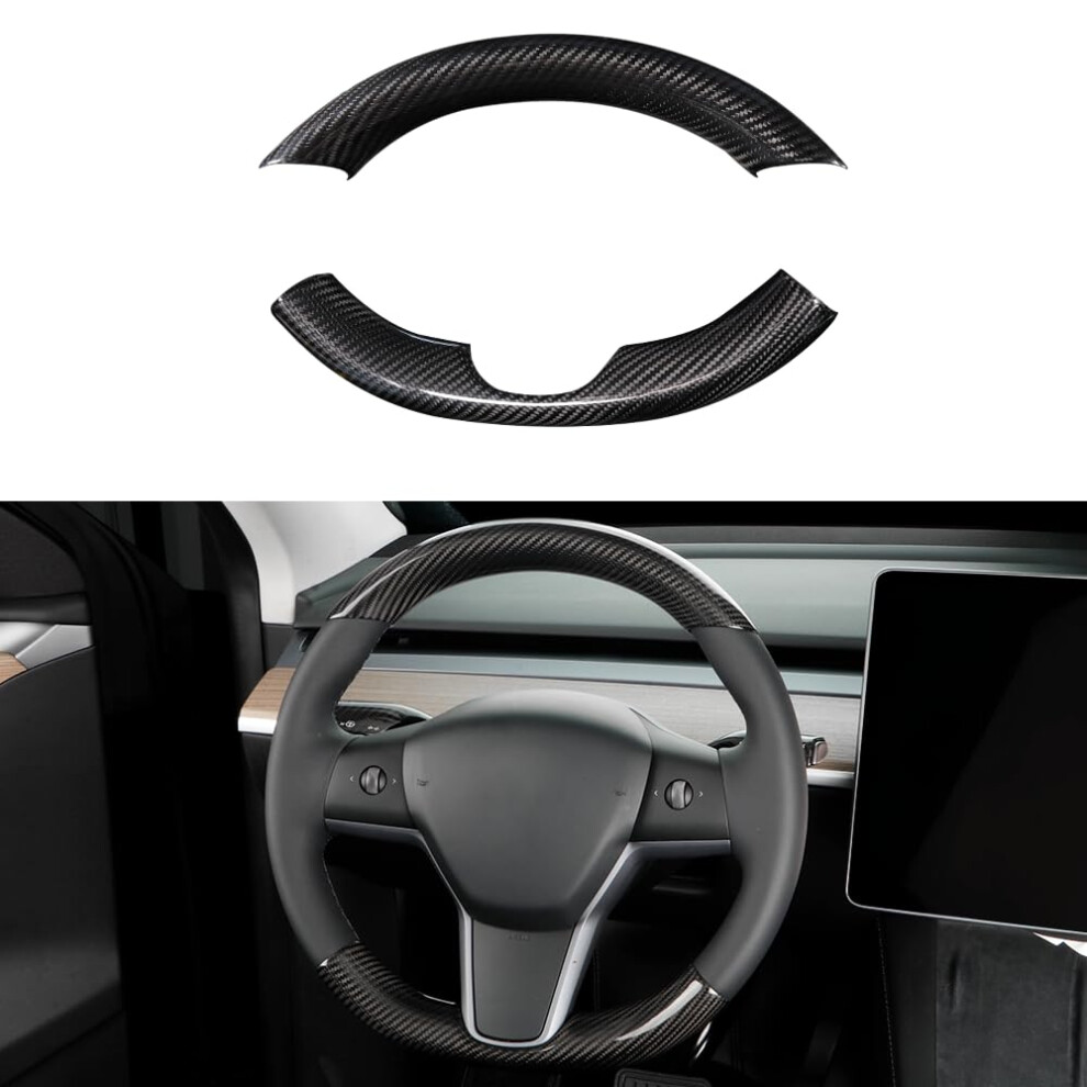 Jswan Real Carbon Fiber Steering Wheel Cover For Tesla Model 3 2017 To 2023 Model Y 2020 To 2024 Steering Wheel Cover Steering Wheel Wrap Protect 704444287620